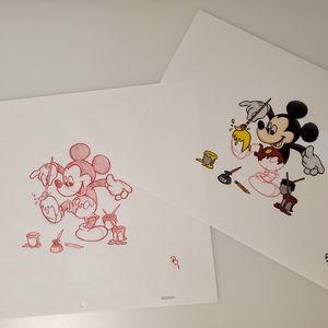 Disney Mickey Mouse coloring himself Drawing/sketch animation signed Art